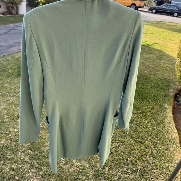 Vintage 80s Ann Tjian For Kenar Sea Foam Green Long Overcoat Blazer Size Small - Picture 3 of 13